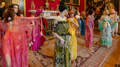 Pete Seaward Zandra Rhodes dresses displayed at the Icons of Brtish Fashion Exhibition at Blenheim Palace